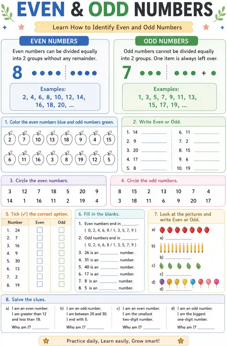 Class 3rd Math Even and Odd Number Worksheet Hard 2